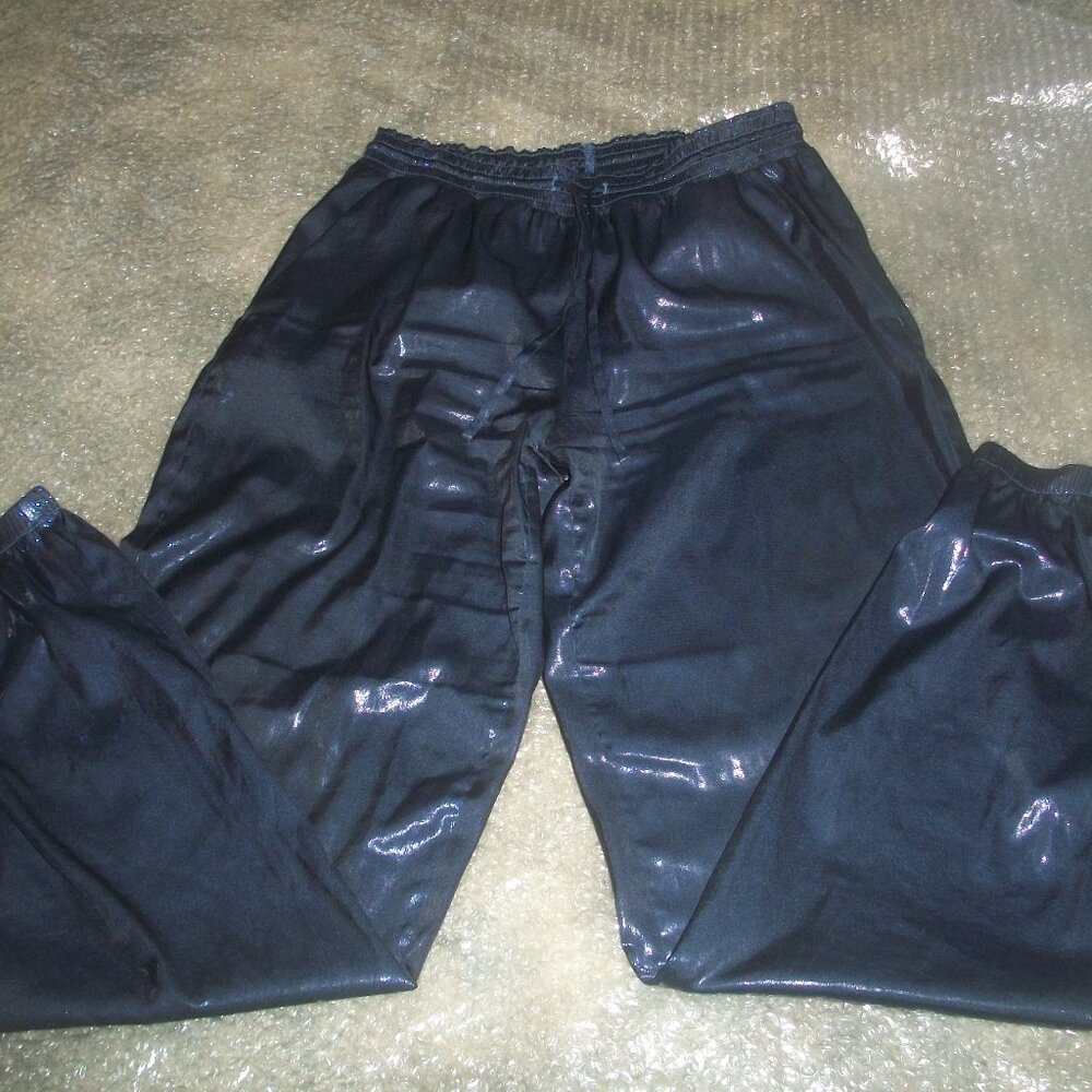 womens Victoria's Secret high shine metallic joggers.Navy blue.size small